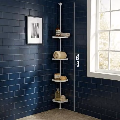 Premier Housewares 4 Tier Freestanding Corner Bathroom Organizer Shelf, White – 3