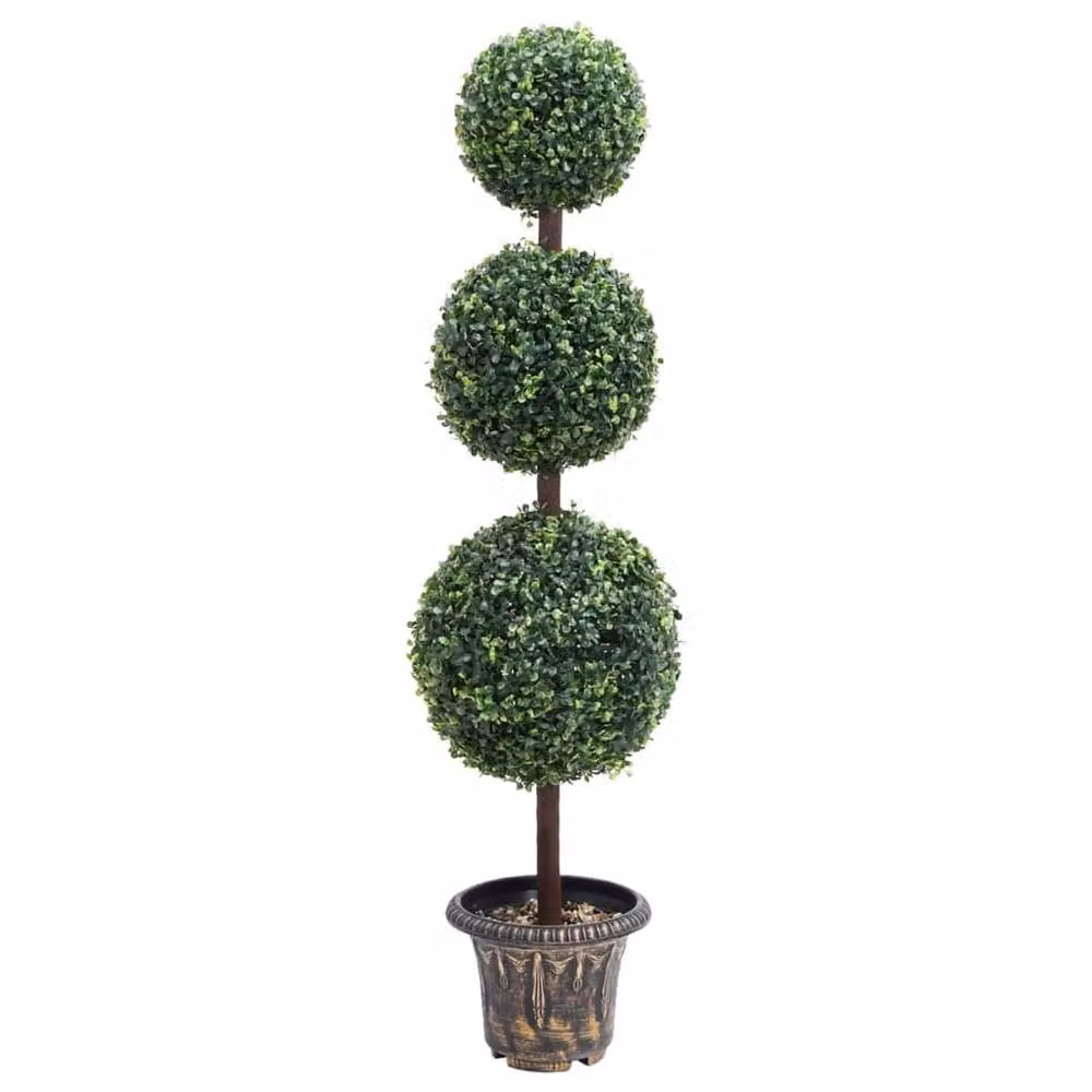 Berkfield Home Lush Artificial Ball Shaped Boxwood Plant in Green with Pot, Height: 118 cm – 2