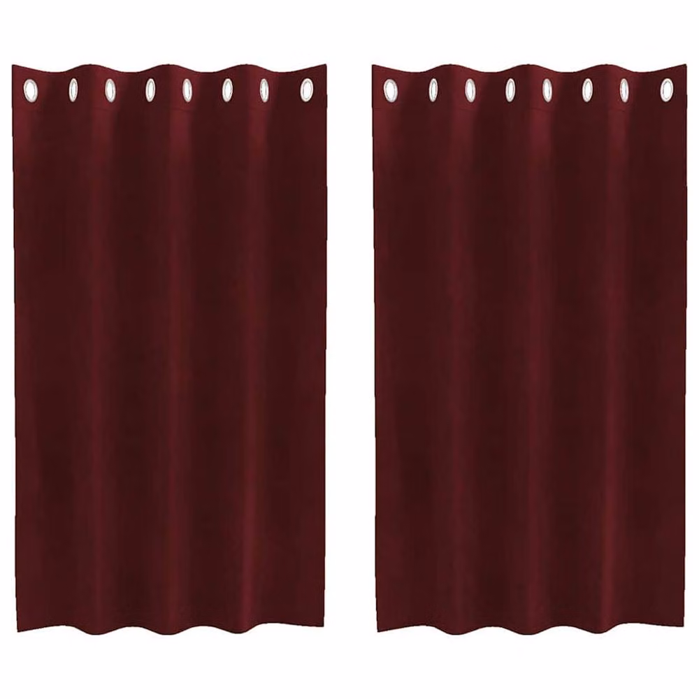 Berkfield Home Wine Red Velvet Blackout Curtains with Eyelets, 2 Pack – 3
