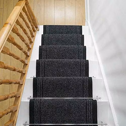 Runrug Inca Hardwearing Stair Runner Rug, Black, W: 80 cm x L: 660 cm – 4