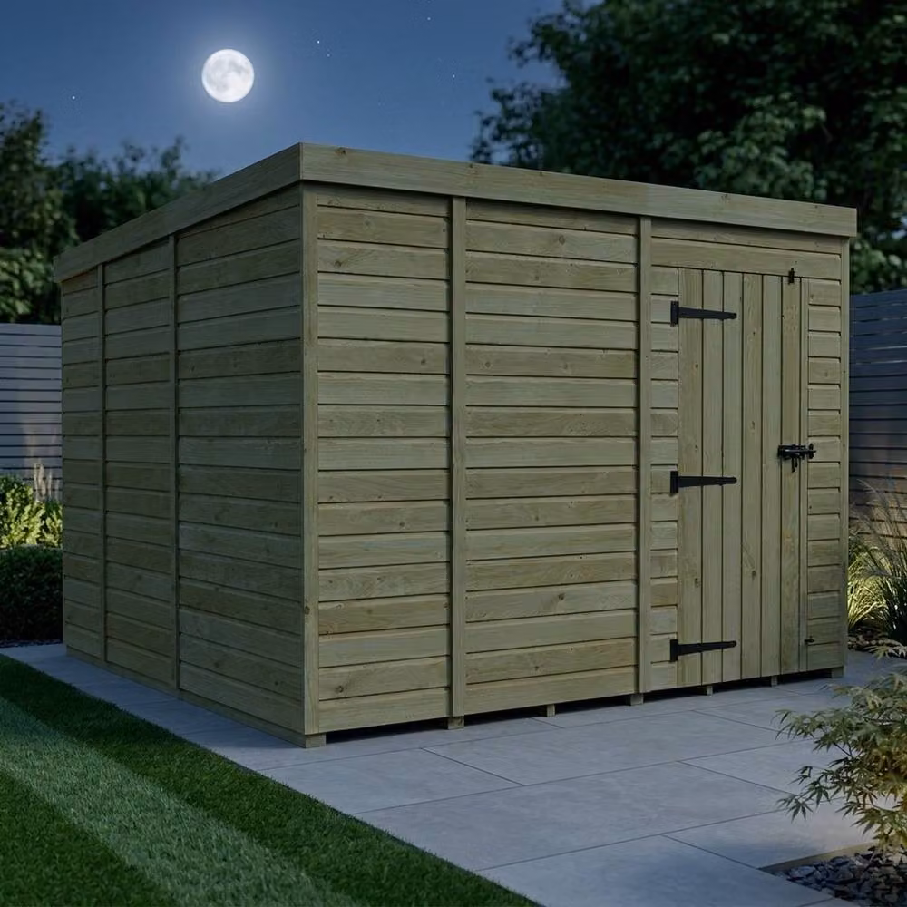 Buttercup Farm Pent Garden Shed in Brown Timber with Single Door – 3