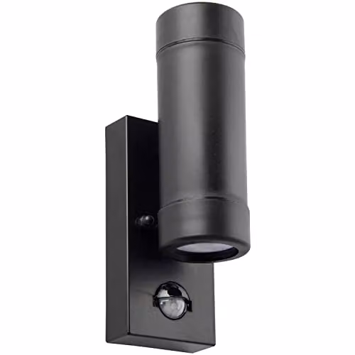Loops Up and Down Outdoor Wall Light with PIR Motion Sensor in Matt Black