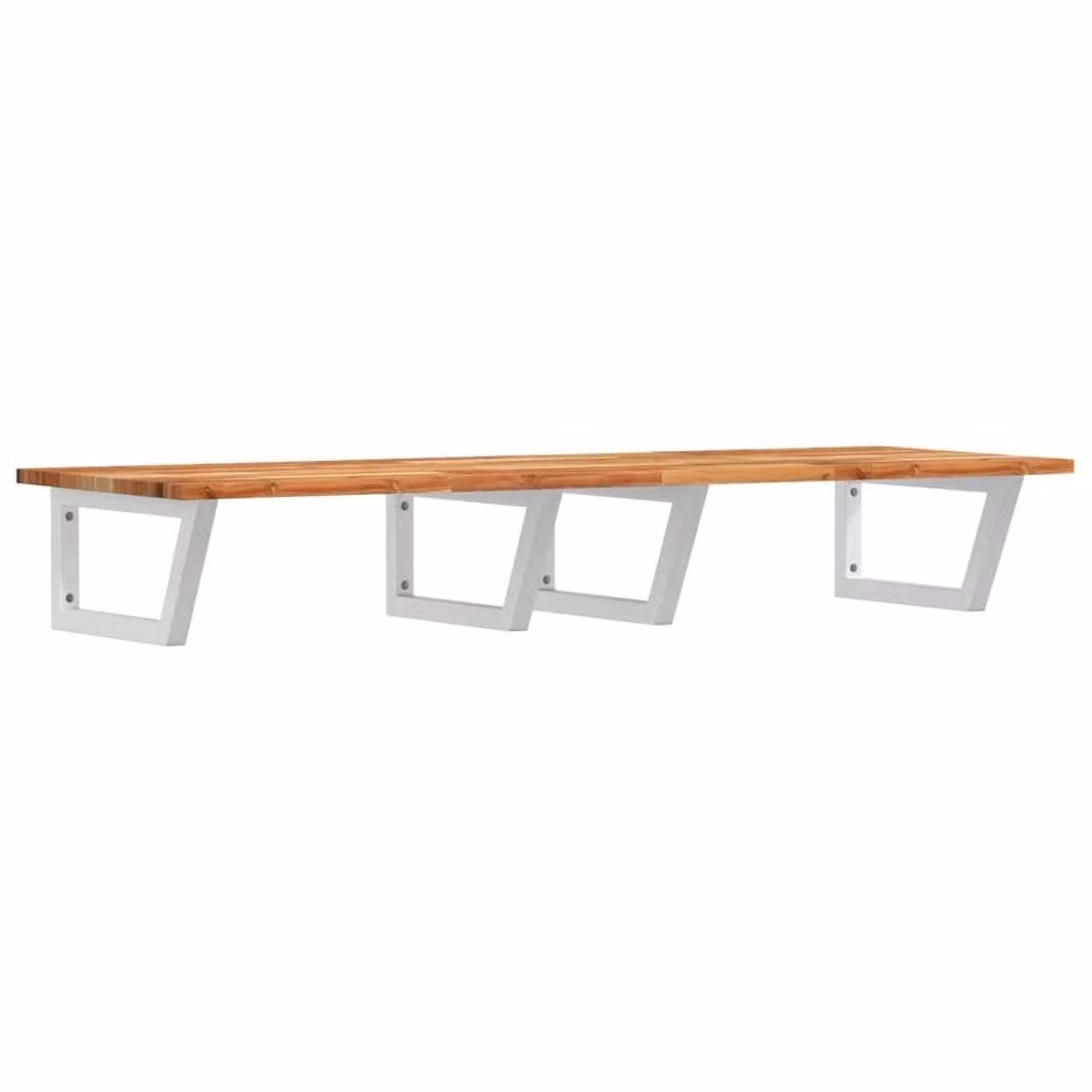 Berkfield Home Elegant Wall Mounted Basin Shelf in Brown Acacia Wood and Steel
