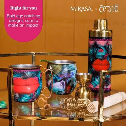 Mikasa Sarah Arnett 4 Piece Cocktail Shaker Set in Black, Gold and Multicolour, featuring a 600ml Stainless Steel Shaker – 3