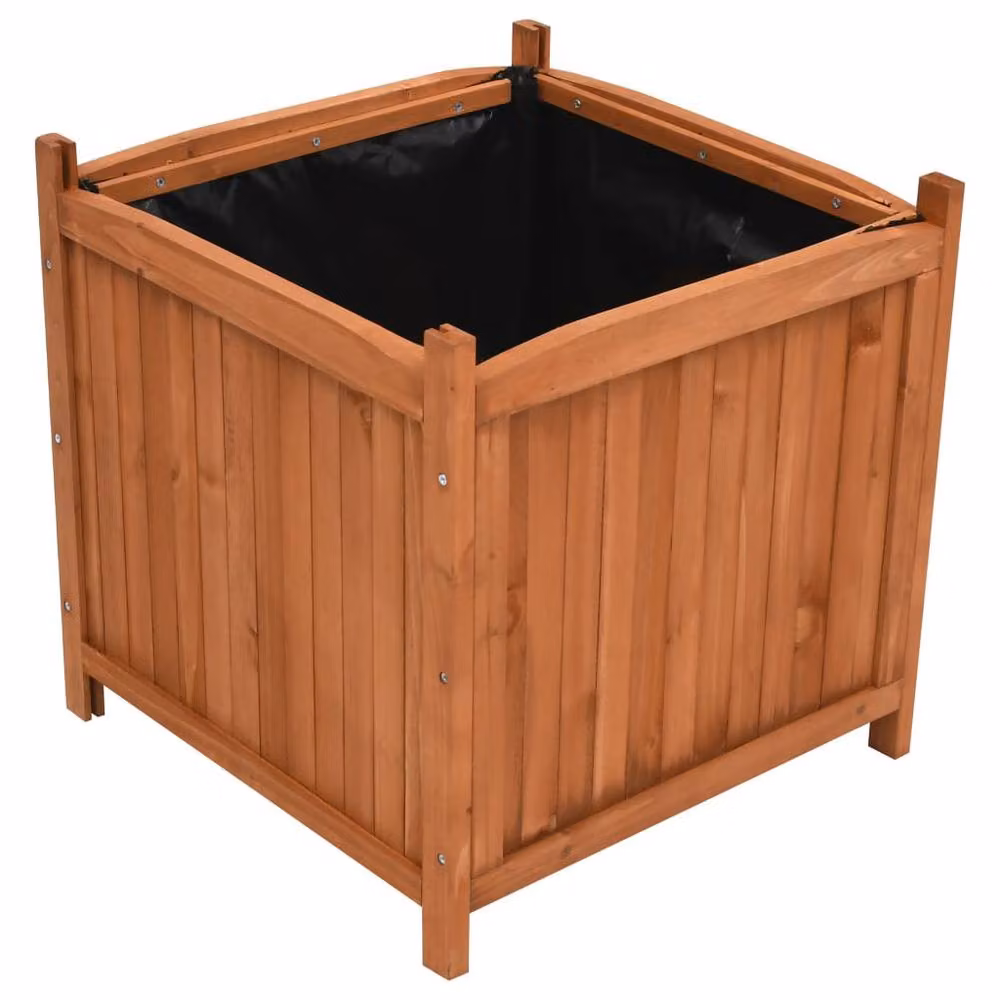 Berkfield Home Set of 2 Brown Firwood Raised Beds, W/D/H: 50 x 50 x 50 cm – 2