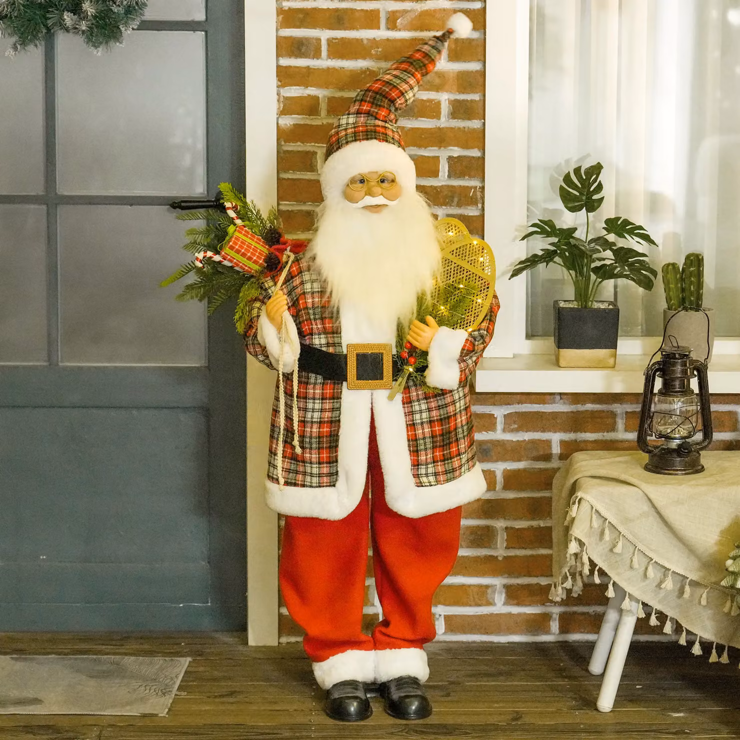 HOMCOM 120cm Animated Santa Claus with Sound Activated Festive Music in Red, Green and Multicolour – 2