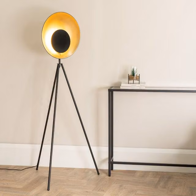 ValueLights Saffy Black Metal Integrated LED Tripod Floor Lamp with Warm White Light – 1