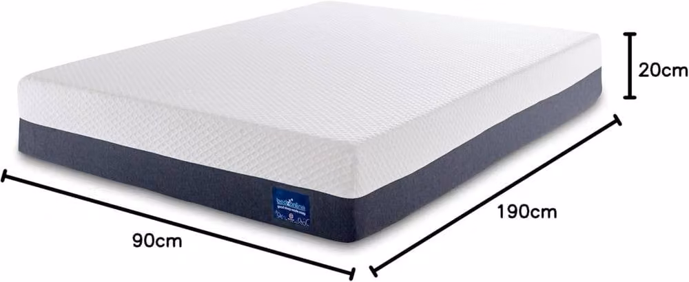 Bedzonline Half-Half Premium 3FT Single Memory Foam Mattress in White, W/D/H: 90 x 190 x 25 cm – 2
