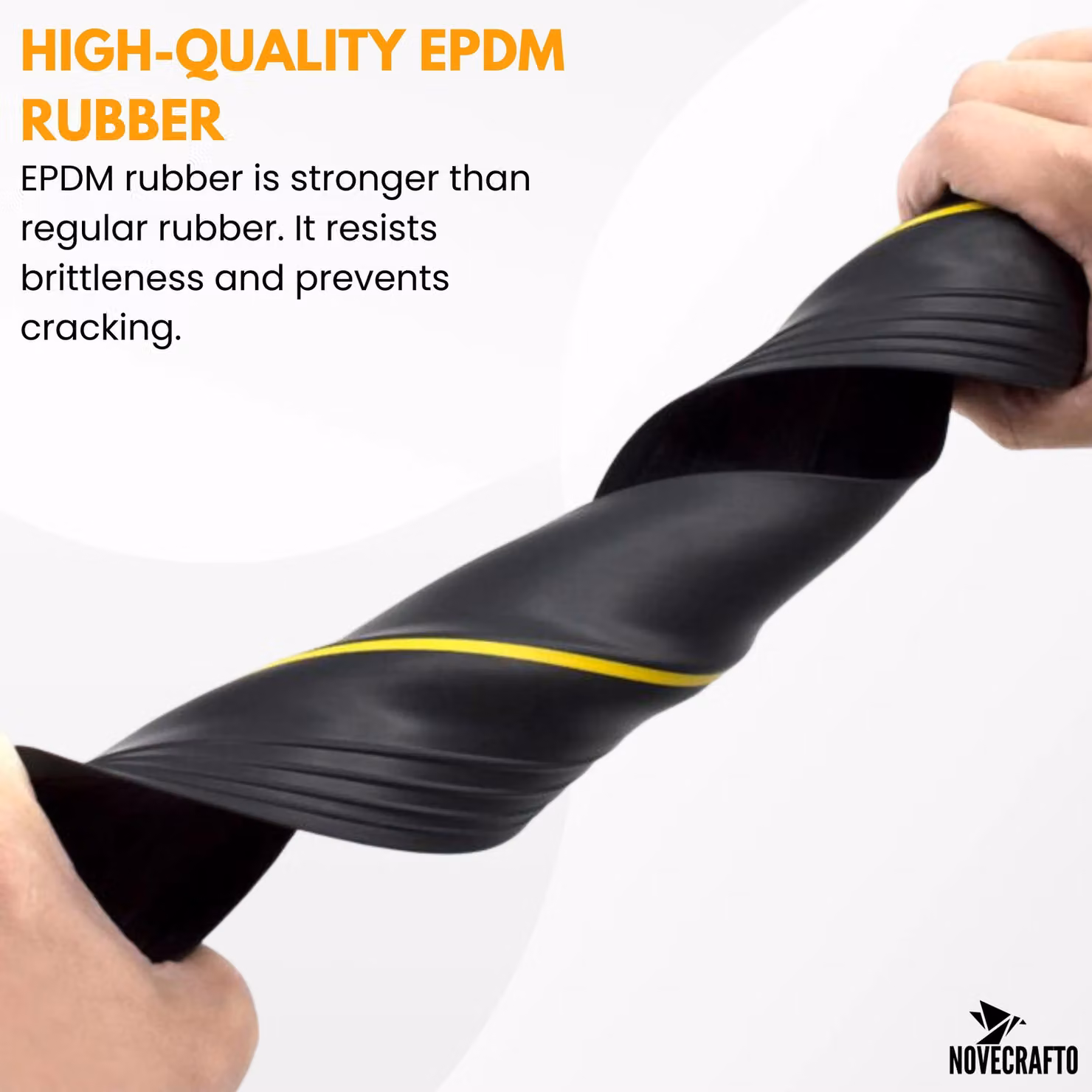 Novecrafto Universal Fit EPDM Rubber Garage Door Seal, 3m Length, Black Self-Adhesive Weatherproof Threshold Draught Excluder – 6