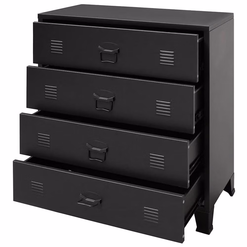 Berkfield Home Industrial Style Metal Chest of Drawers in Black, W/D/H: 78 x 40 x 93 cm – 3