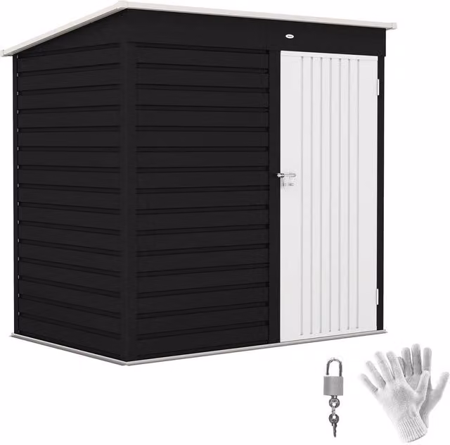 Rolipo Metal Garden Shed with Lockable Door, Dark Grey, W/D/H: 182.88 x 123.0 x 184.0 cm – 1