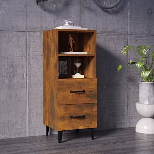 vidaXL Smoked Oak Sideboard in Brown, W/D/H: 34.5 x 34 x 90 cm – 2