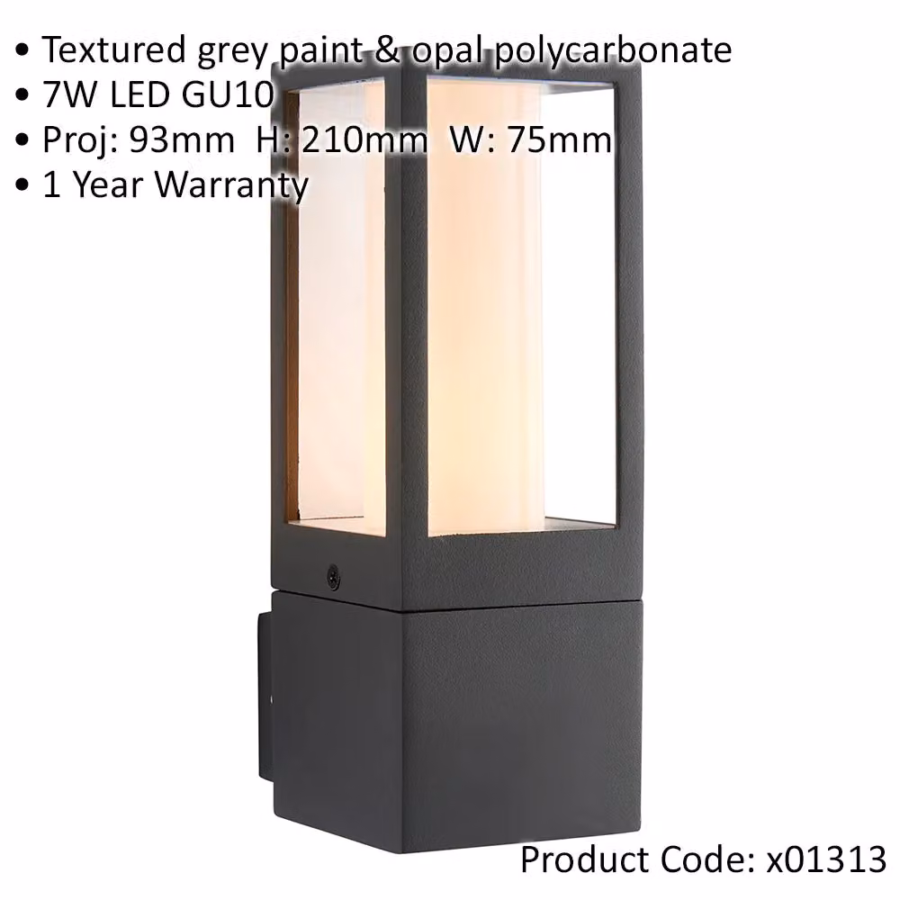 Loops 4 Pack Outdoor Box Wall Lanterns in Grey with Transparent Polycarbonate and Aluminium, 7W LED GU10, IP44 Rated – 2