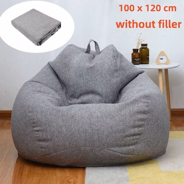 SPETLEK Extra Large Bean Bag Chair Cover in Grey, 0.6m2