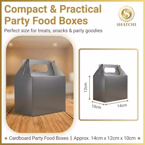 Shatchi 20-Piece Silver Cardboard Party Food Lunch Boxes, W/D/H: 14 x 12 x 10 cm – 3
