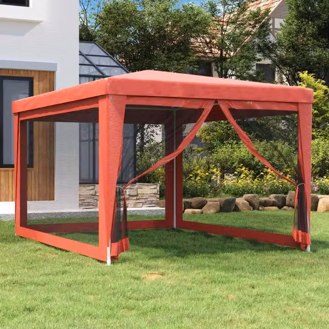 Berkfield Home Party Tent in Red with 4 Mesh Sidewalls, W: 4 m, D: 3 m – 1