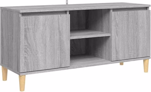 Berkfield Home TV Cabinet in Grey Sonoma with Solid Wood Legs, W: 103.5 cm, D: 35 cm, H: 50 cm – 1