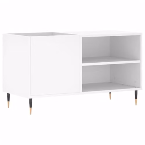vidaXL Classic Record Cabinet in White, Engineered Wood and Metal, W: 85 cm, D: 38 cm, H: 48 cm
