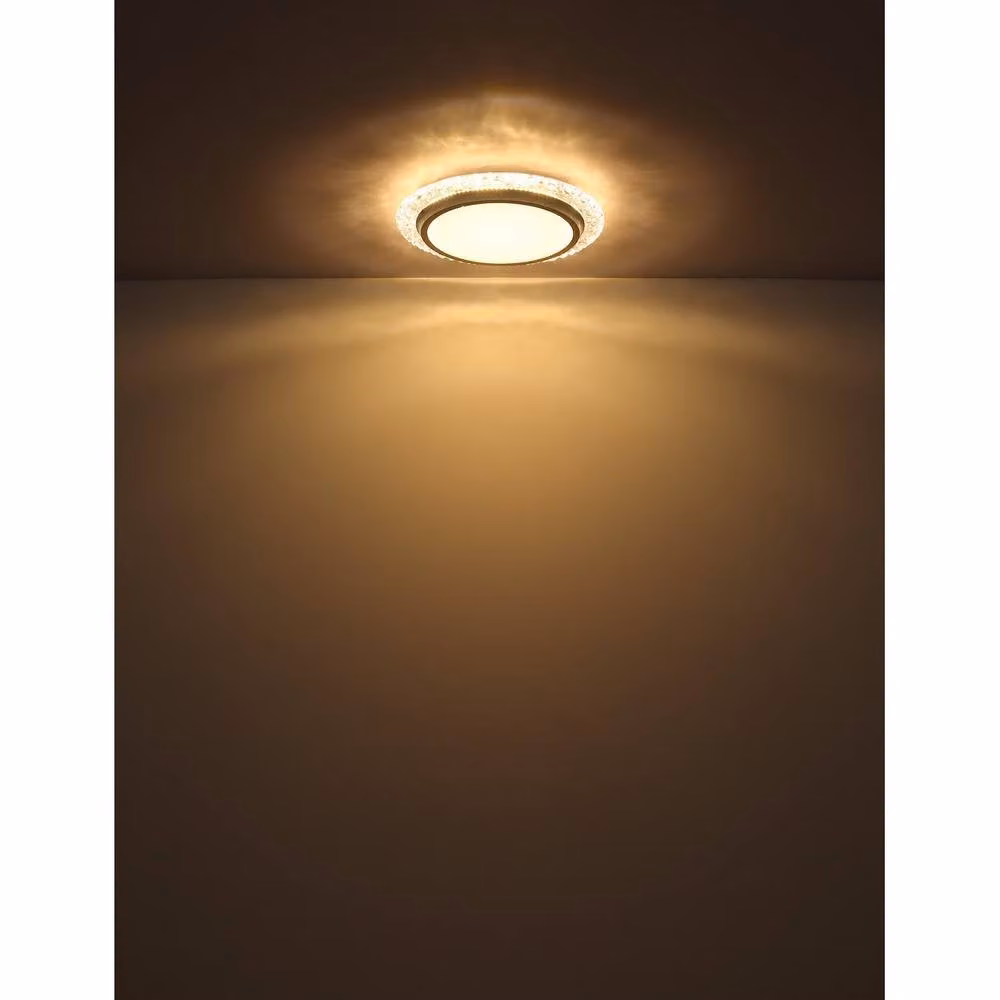 Netlighting Abigail Decorative Round Flush Ceiling Light in White Matt with Warm White LED 3000K – 3