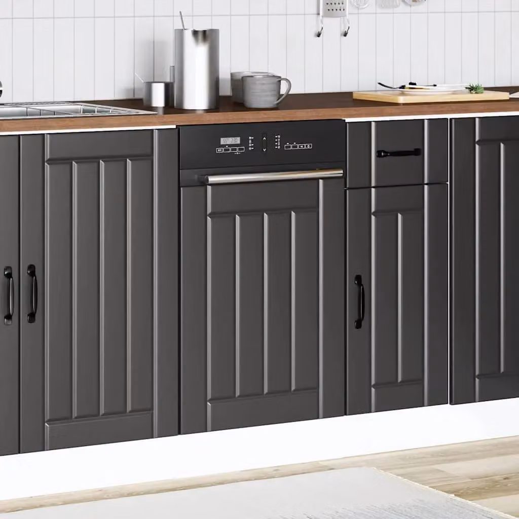 Berkfield Home Lucca Black Engineered Wood Dishwasher Panel – 3