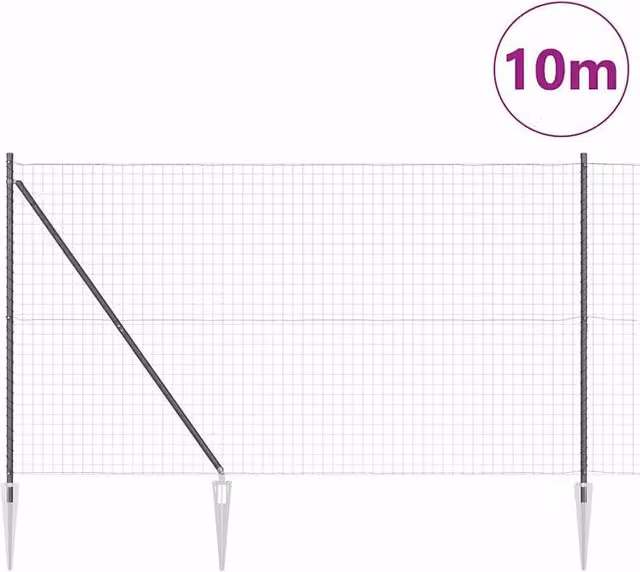 Berkfield Home Versatile Euro Fence with 7 Spike Posts, Grey Galvanised Steel, W: 10 m, H: 1.5 m – 1