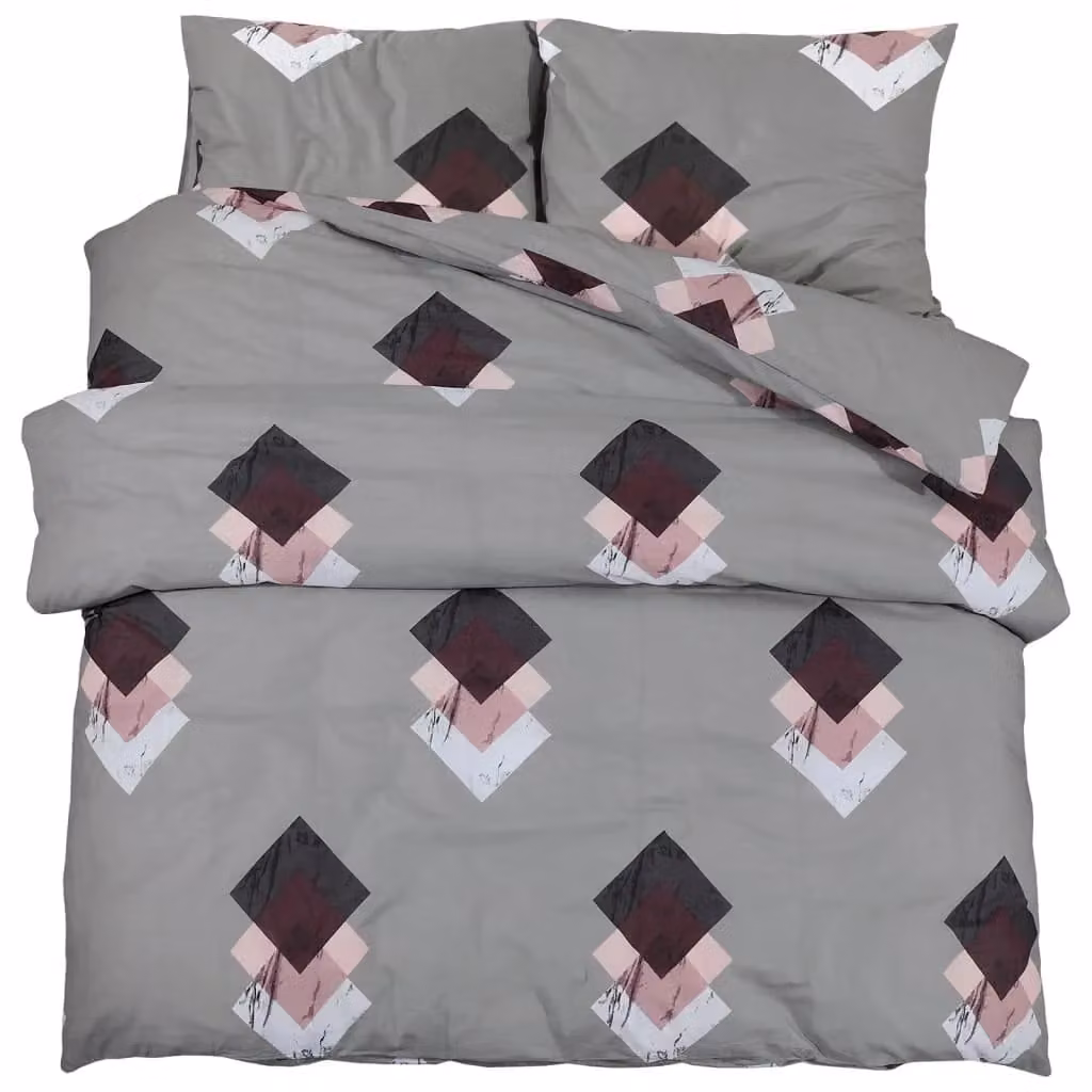 Berkfield Home Grey Cotton Duvet Cover and Pillowcase Set, W: 240 cm, H: 220 cm – 2