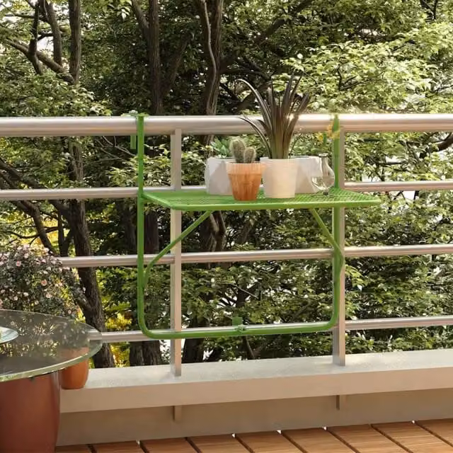 Berkfield Home Green Metal Balcony Table W: 60 cm, D: 40 cm