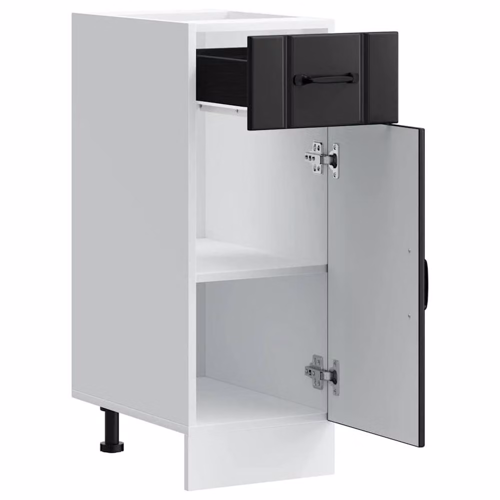Berkfield Home Lucca Black Kitchen Base Cabinet with Hinged Doors and Internal Shelves – 4