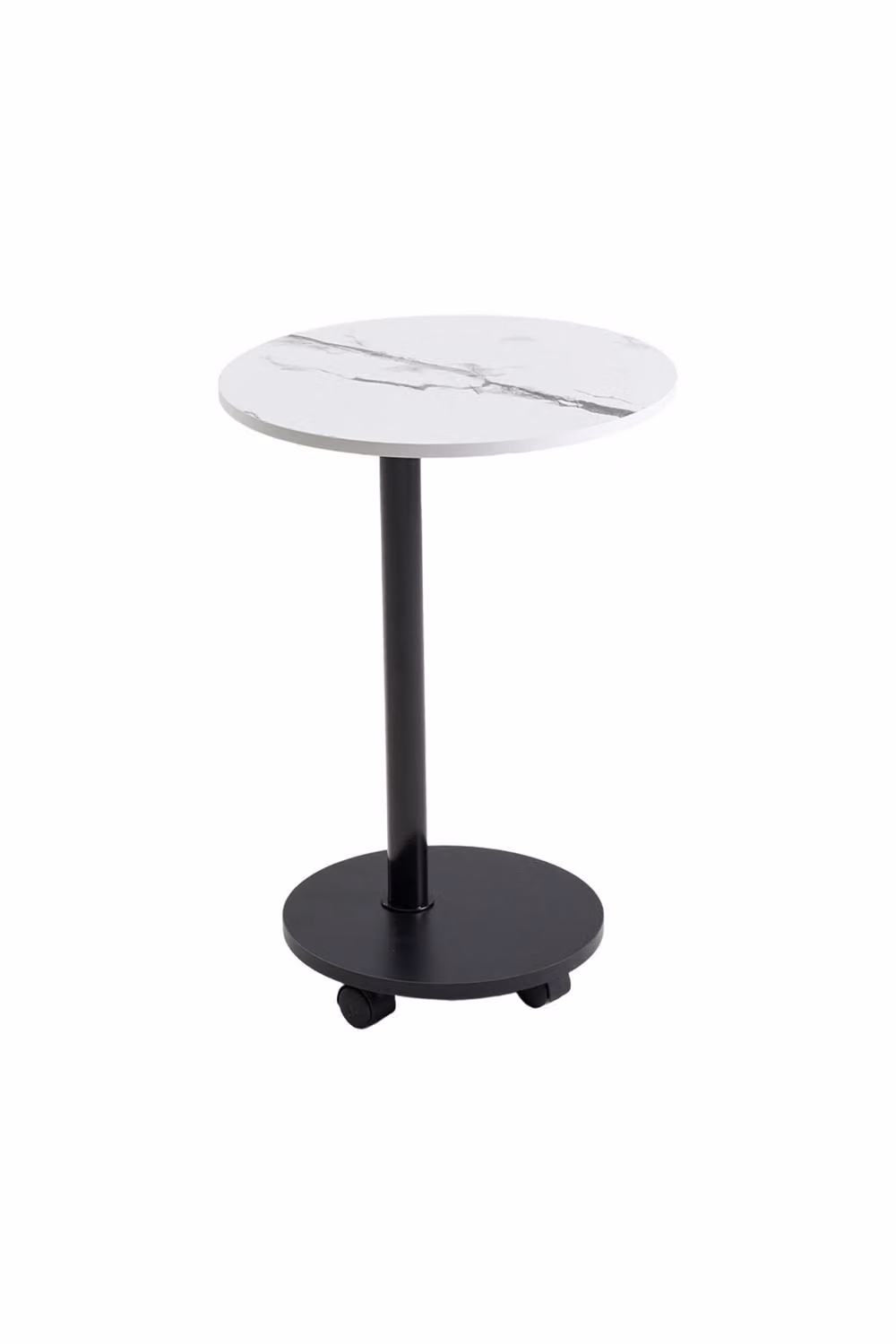 Living and Home Modern Round Side Table with Lockable Castors in White – 4