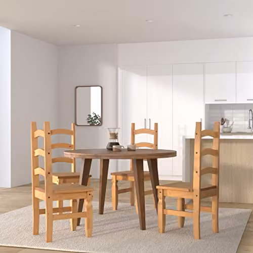 Seconique Corona Set of 2 Rustic Waxed Pine Dining Chairs in Brown and Beige – 2