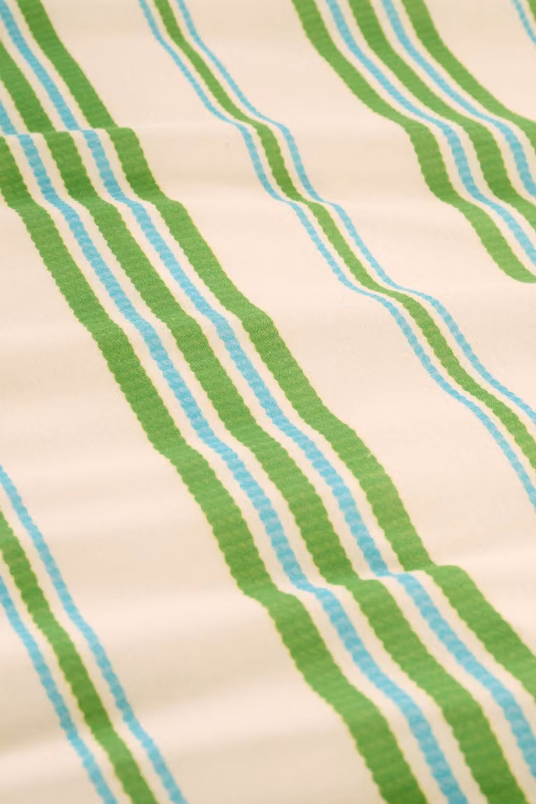 Sophie Robinson Sophie Stripe 100% Cotton Fitted Sheet in Green and Multicolour, W/D/H: 180 x 200 cm