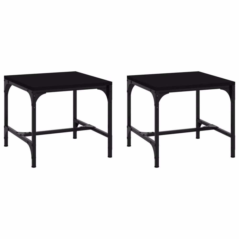 Berkfield Home Set of 2 Black Square Side Tables, W/D/H: 40 x 40 x 35 cm – 3
