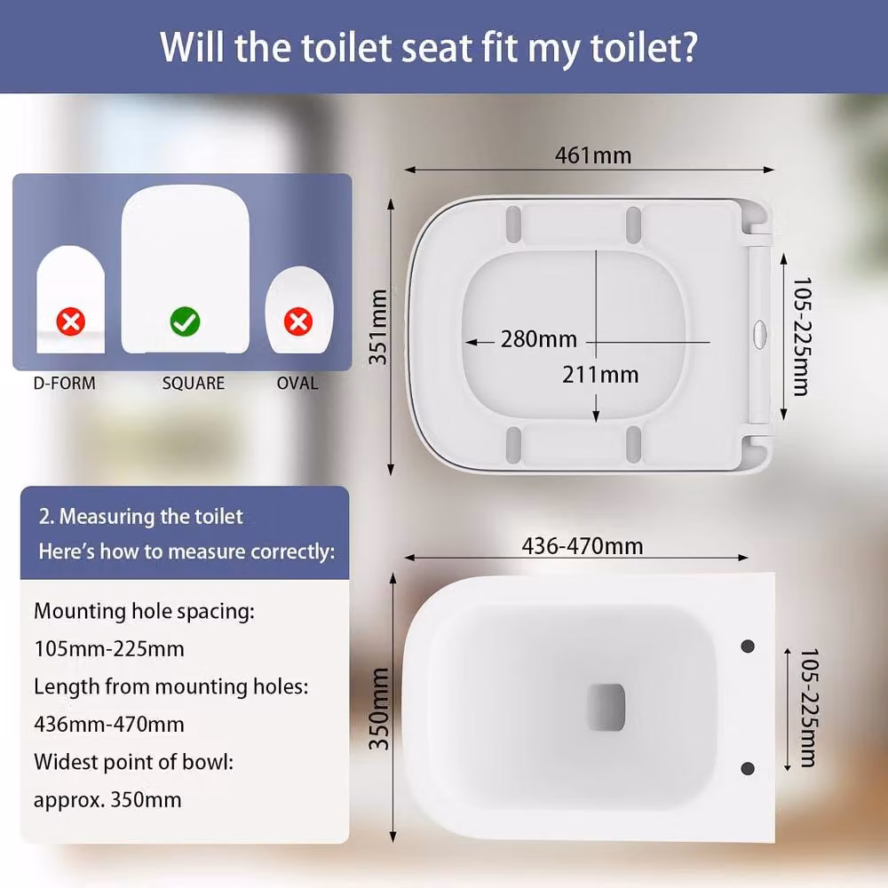 London Boutique White E-Shape Soft-Close Toilet Seat with Removable Lid and Quick Release Function – 2