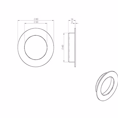Loops Circular Low Profile Recessed Flush Pull in Bright Polished Stainless Steel, Diameter: 8 cm – 2