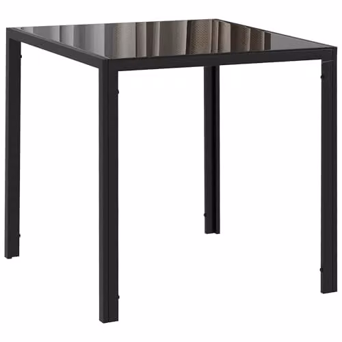 HOMCOM Modern Square Dining Table with Black Tempered Glass Top and Metal Legs, W/D/H: 75 x 75 x 80 cm – 1