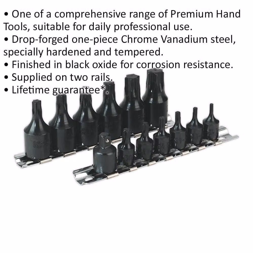 Loops 13 Piece TRX Star Socket Bit Set in Black Oxide Chrome Vanadium Steel with 1/4 inch and 3/8 inch Square Drive – 2
