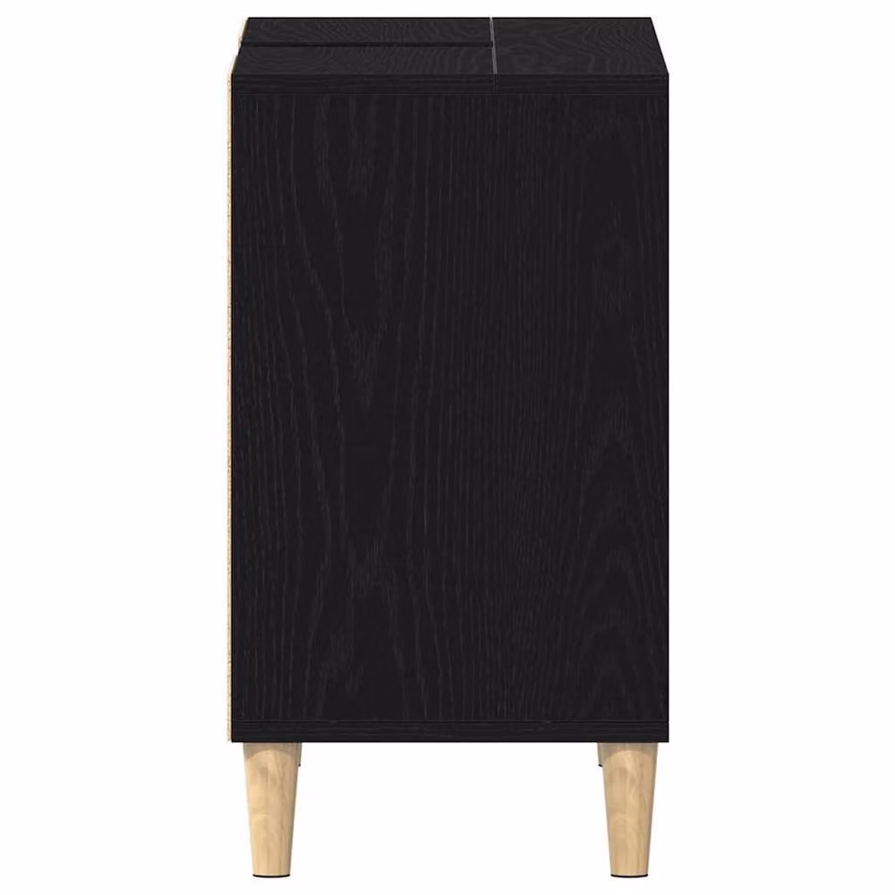 Berkfield Home Black Oak Sink Cabinet with Hinged Doors and Open Shelf, W/D/H: 80 x 33 x 60 cm – 5