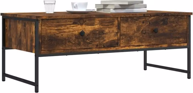 Berkfield Home Smoked Oak Coffee Table in Brown, W: 101 cm, D: 49 cm, H: 39.5 cm