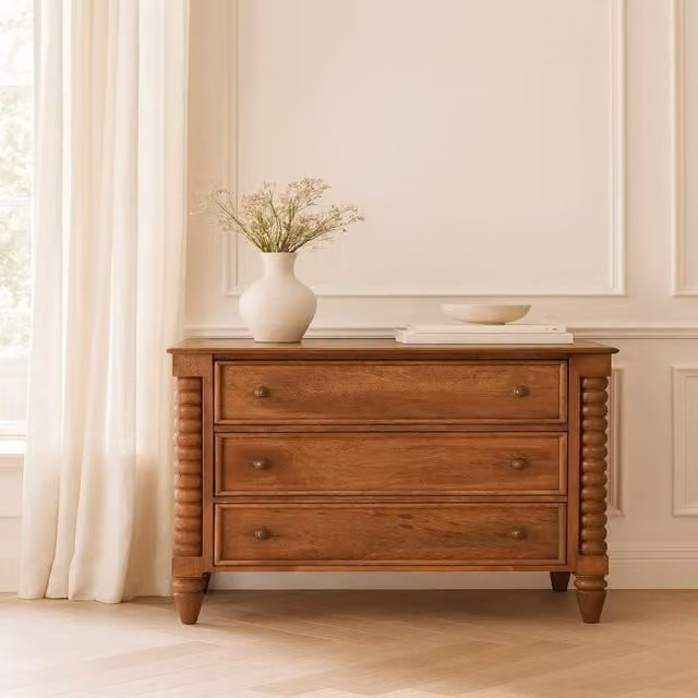 Artisan Furniture Classic Mango Wood Spindle Chest of Drawers in Brown