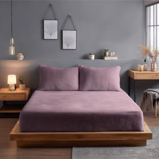 Snug City Pink Teddy Fleece Extra Deep Fitted Sheet, Double, W/D/H: 140 x 200 x 30 cm