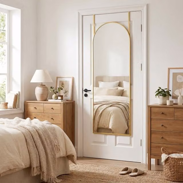 SONGMICS Arched Full Body Mirror in Gold, Wall Mounted, H 120 x W 40 x D 1 cm