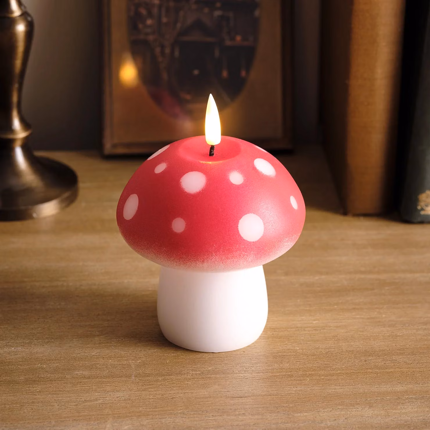 Lights4fun TruGlow Toadstool LED Candle with Remote Control and Timer, Red Dotted Design