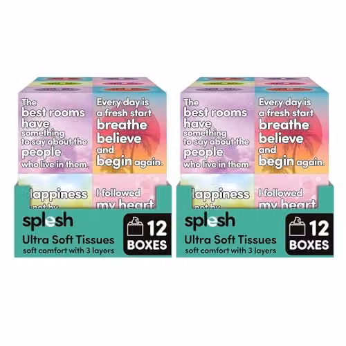 Splesh Ultra Soft 3-Ply Facial Tissues, 24 White Square Box Multipack