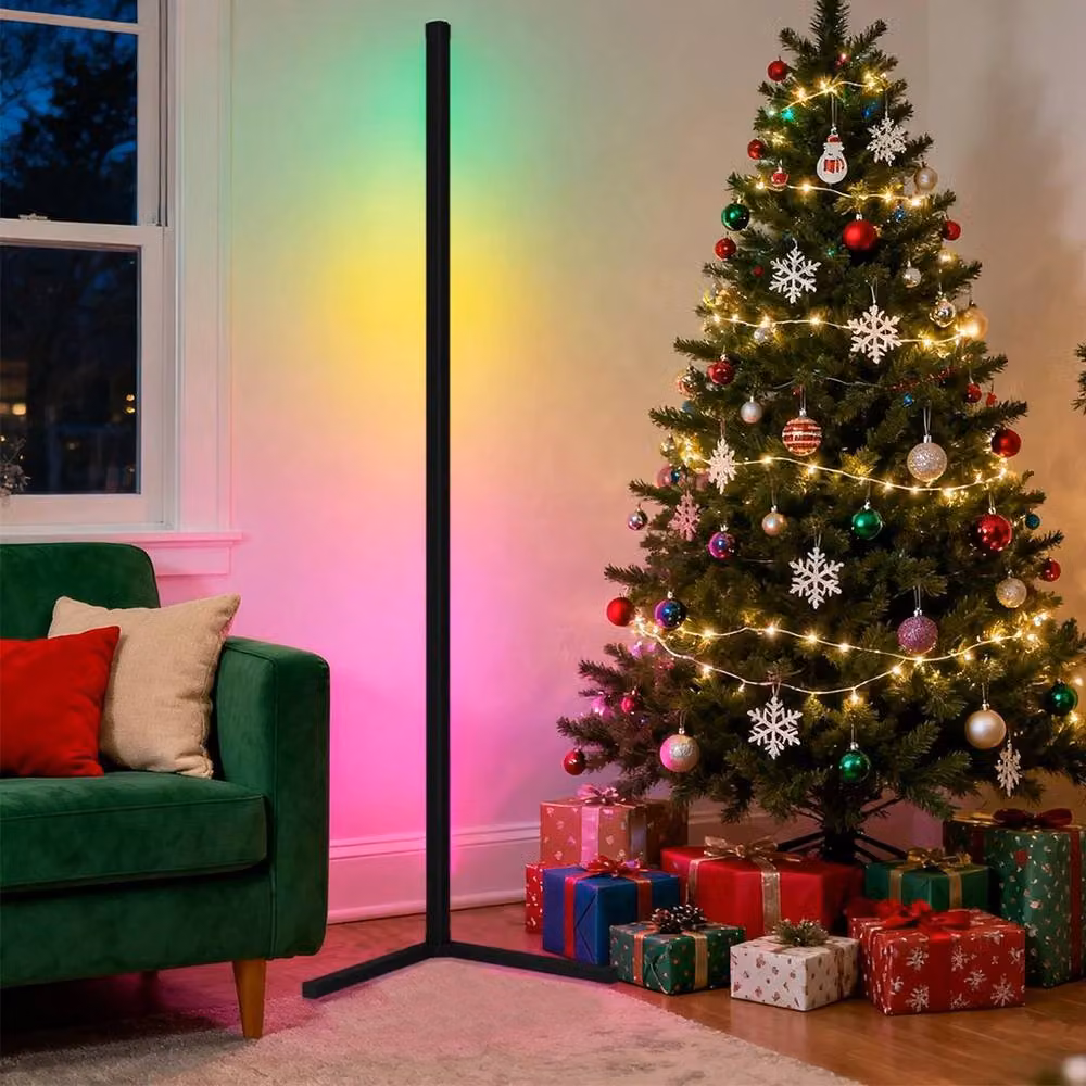 KORVIXA RGB LED Floor Corner Lamp in Black, Diameter: 40 cm, Height: 25 cm – 5