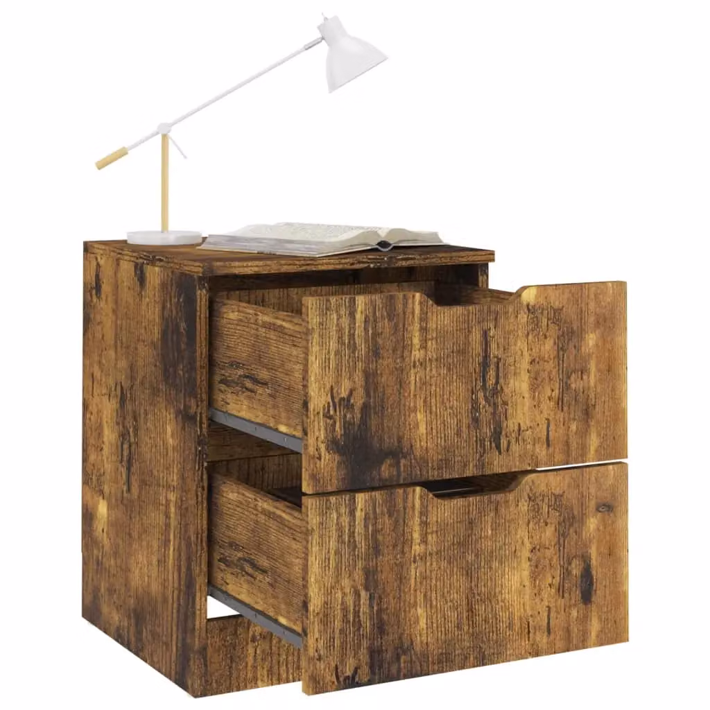 Berkfield Home Set of 2 Modern Bedside Cabinets in Smoked Oak Brown, W/D/H: 40 x 40 x 50 cm – 4