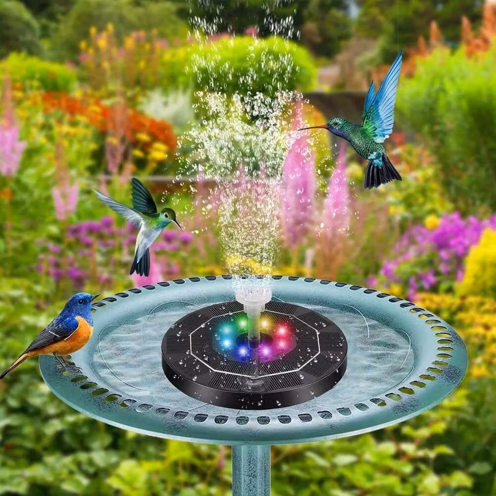 FLAVORA Solar Powered Floating Water Fountain Pump for Birdbaths, Black, W/D/H: 100 x 15 x 15 cm – 6