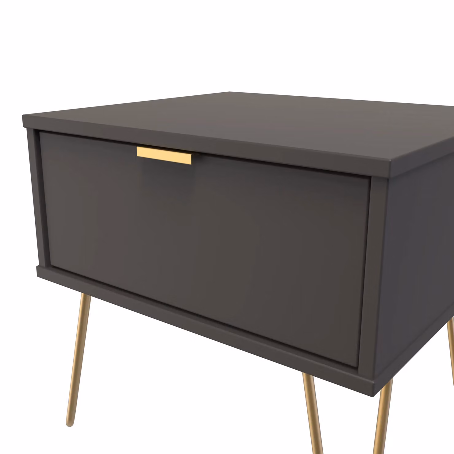 Ready Assembled 2 U Fuji 1 Drawer Wide Side Table in Dark Grey – 3