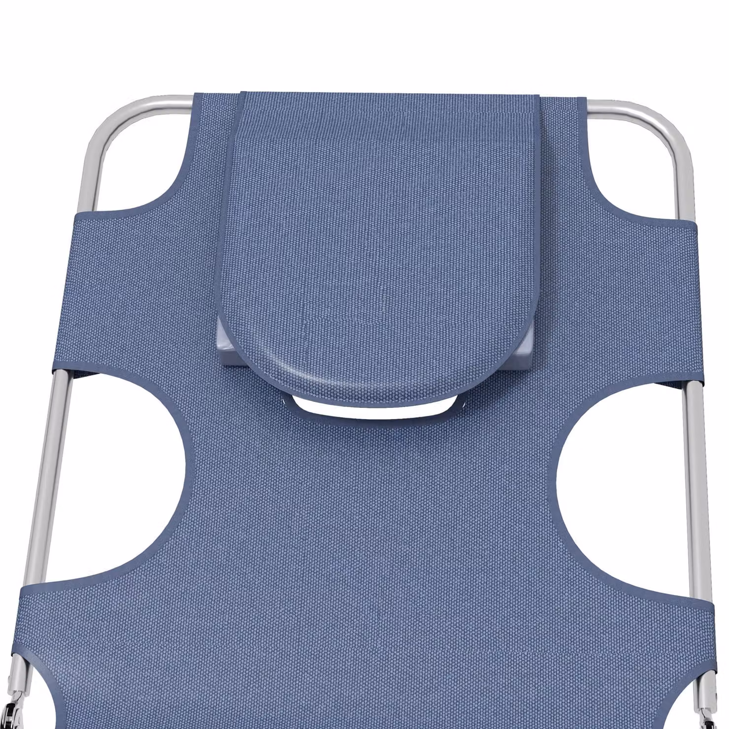 Outsunny Set of 2 Blue Foldable Sun Loungers with 5-Level Adjustable Backrest and Reading Hole – 8
