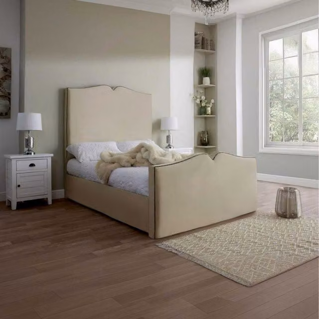Desire Deco Christie Upholstered Velvet Bed Frame, Yellow, W/D/H: 140 x 200 cm