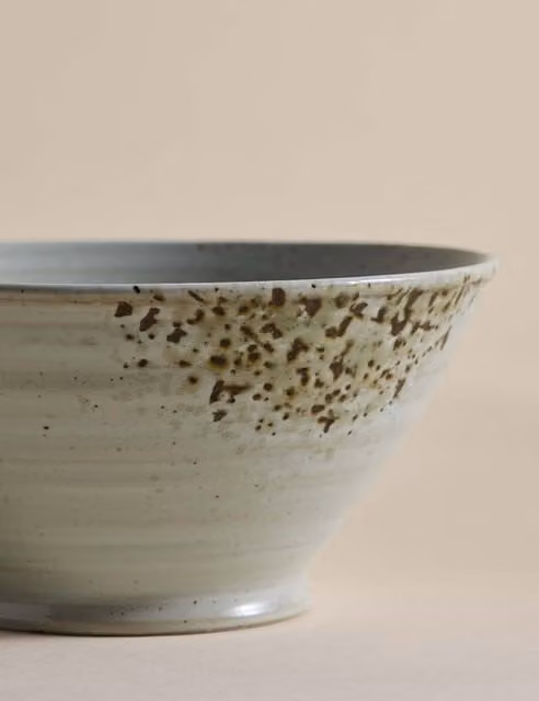 M&S Textured Spin Small Ramen Soup Bowl in Brown and Beige Stoneware